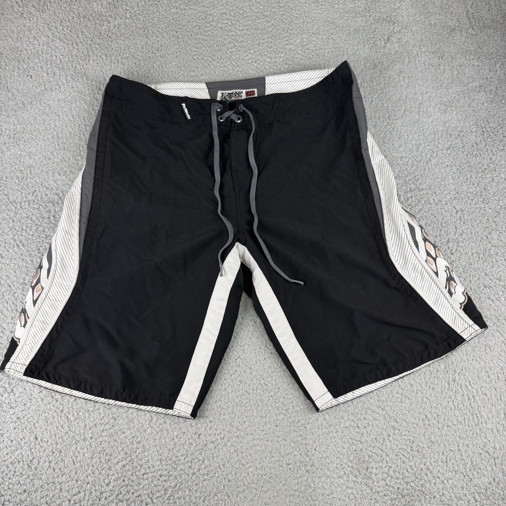 Fox‎ Ride Sports Shorts Men's Size 38 Black White Pink Logo Y2k Biker